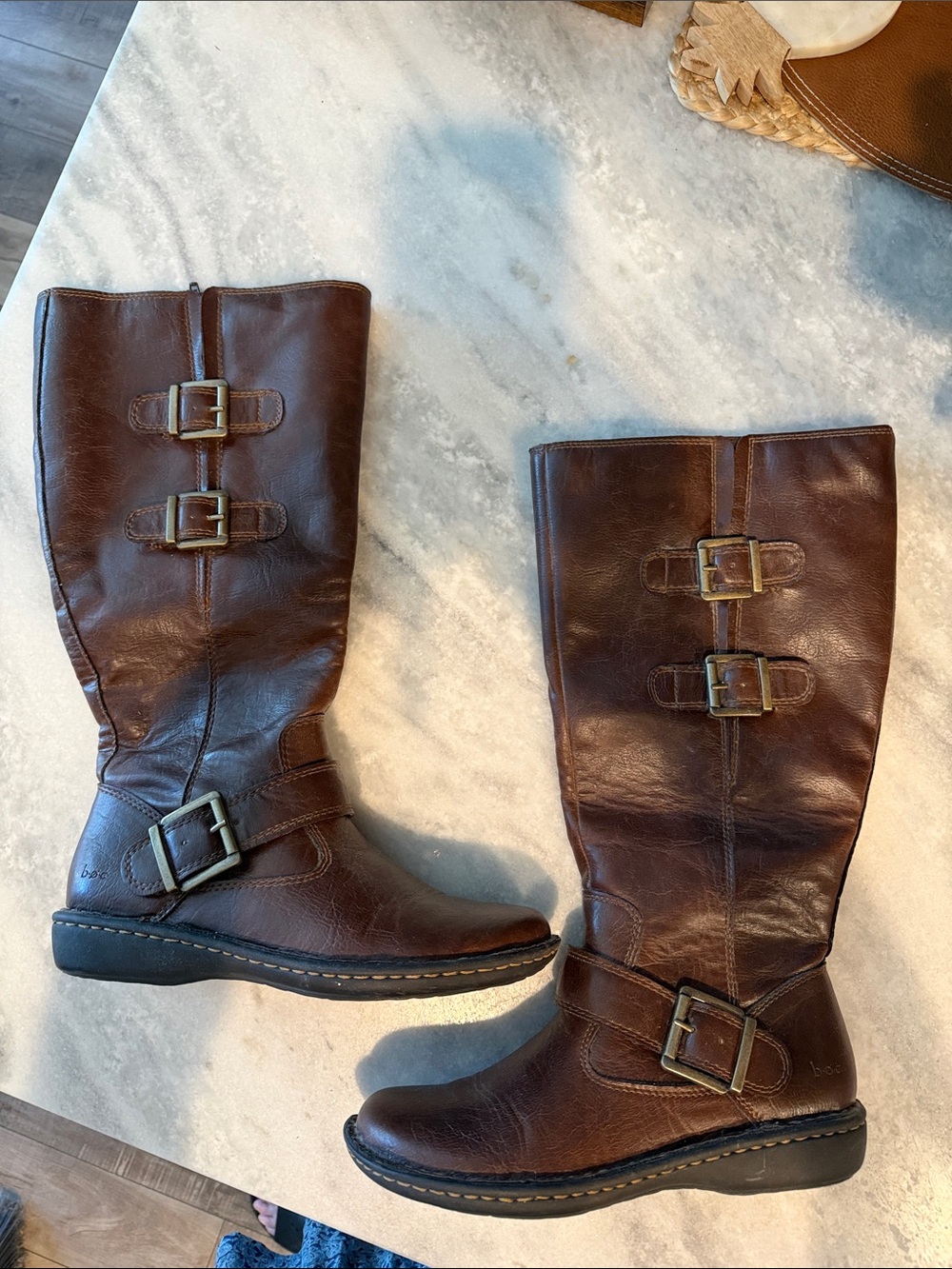 Women's Brown Mid-Calf Buckle Boots